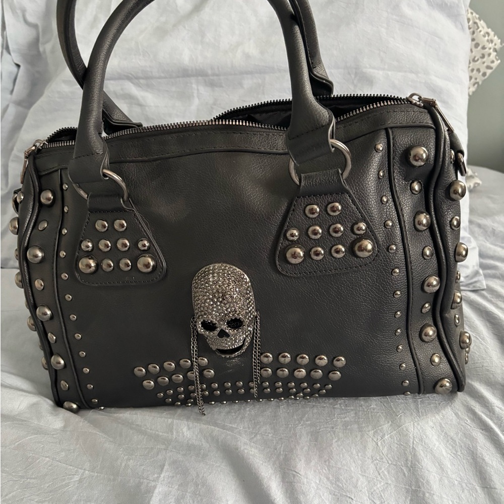 Elegant Black Studded Handbag